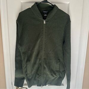 Club Monaco NWT boucle ribbed zip up sweater in olive